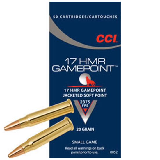 CCI 17HMR 20GR GAMEPOINT 50/40 - Ammunition